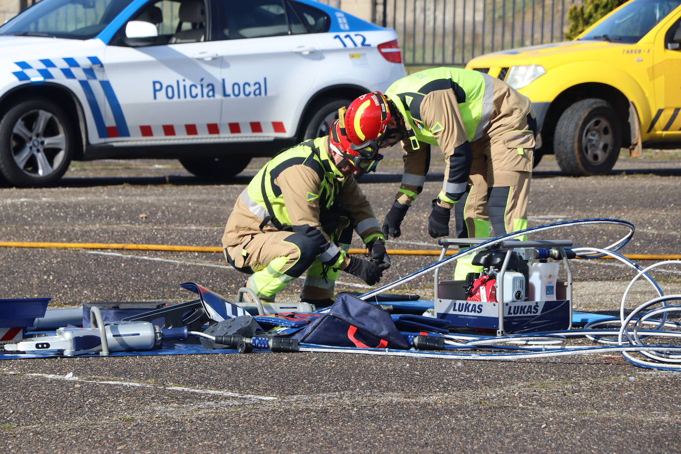 Simulacro efectuado por el cuerpo de Bomberos de León.