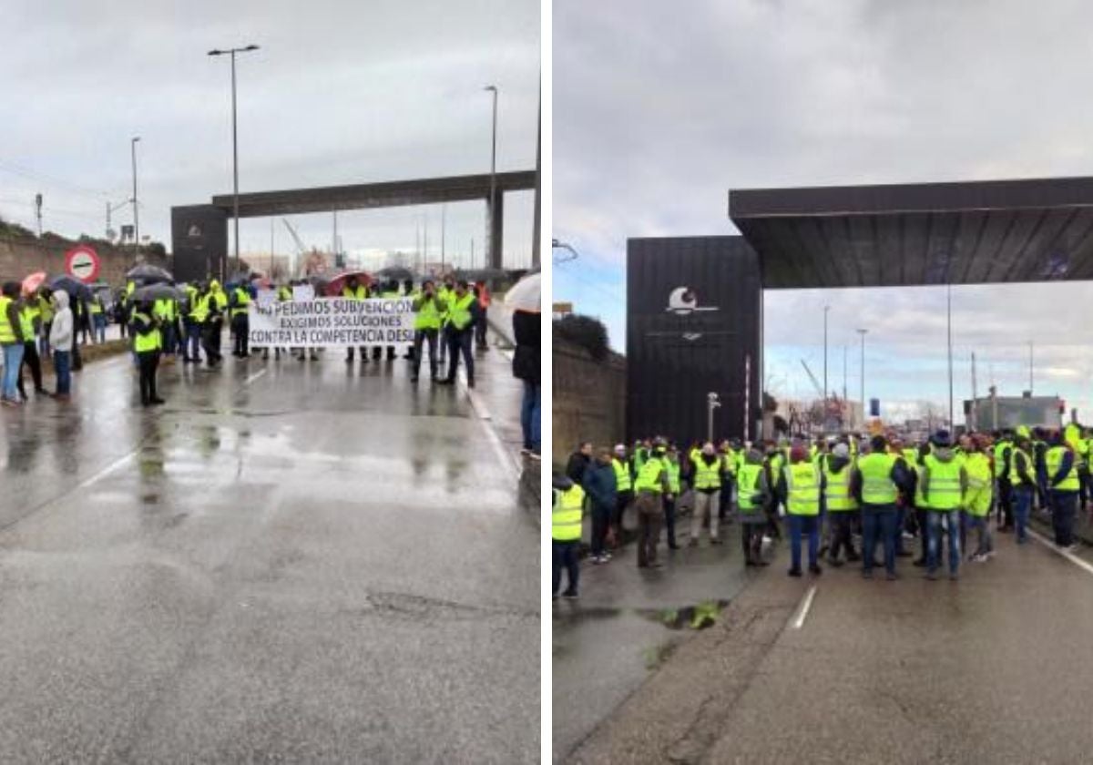 Imagen de los agricultores a las puertas de El Musel.