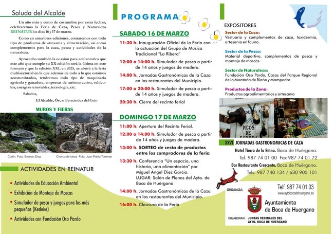 Cartel de actividades de la XX edición de la feria de Caza, Pesca y Naturaleza