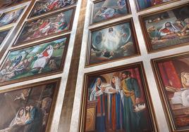 Detalle de los misterios del rosario en el retablo de Renueva.