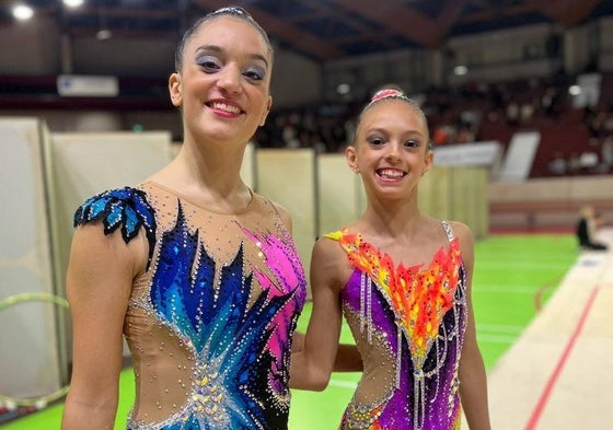 Marta Pérez y Sara Llana en los ejercicios de la Liga Francesa.