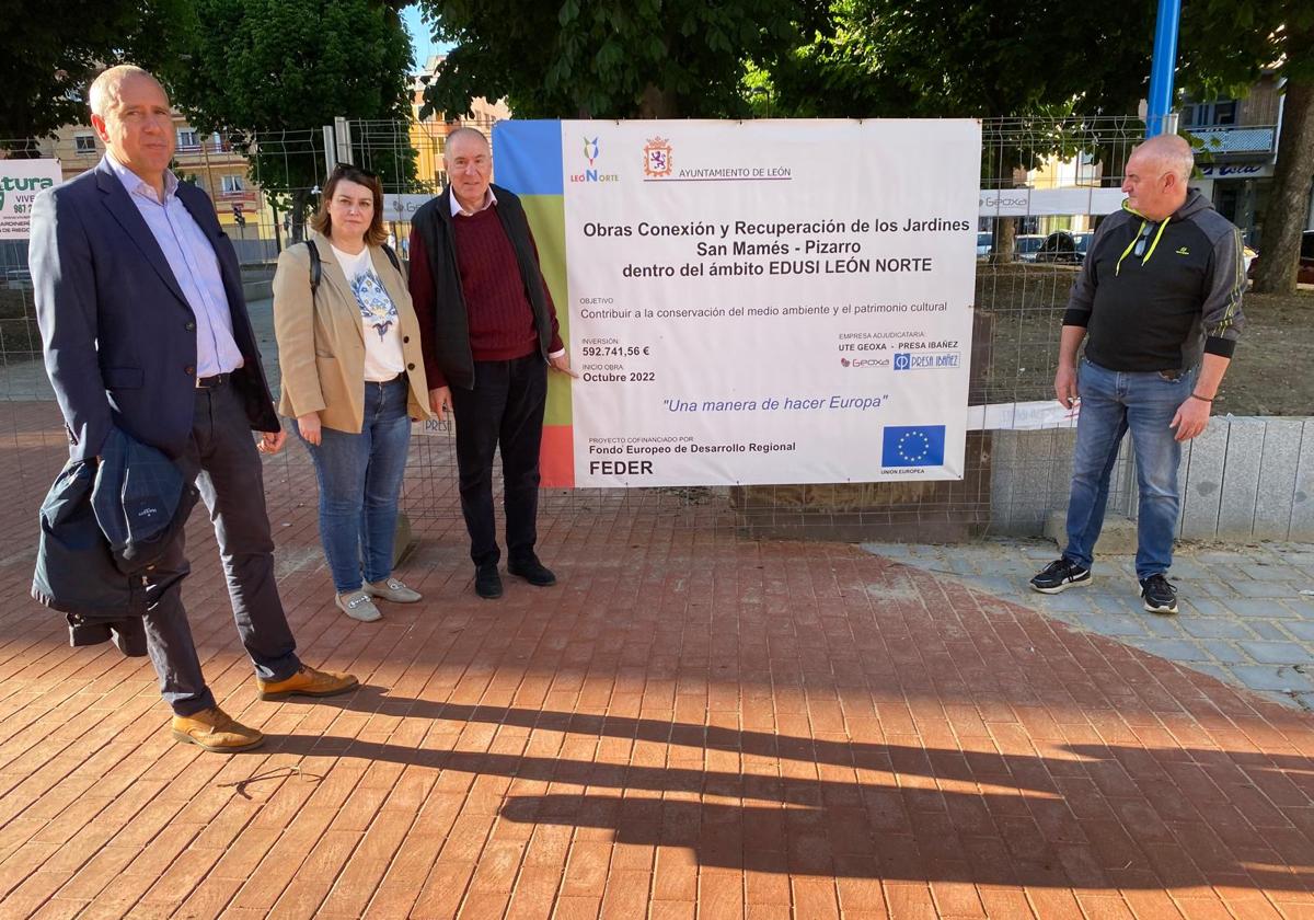 Los concejales de UPL, en su visita al parque de San Mamés.