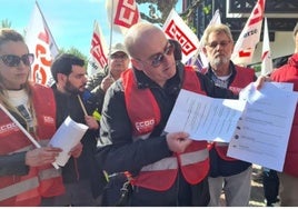 Protesta de los trabajadores de Alsa en León.