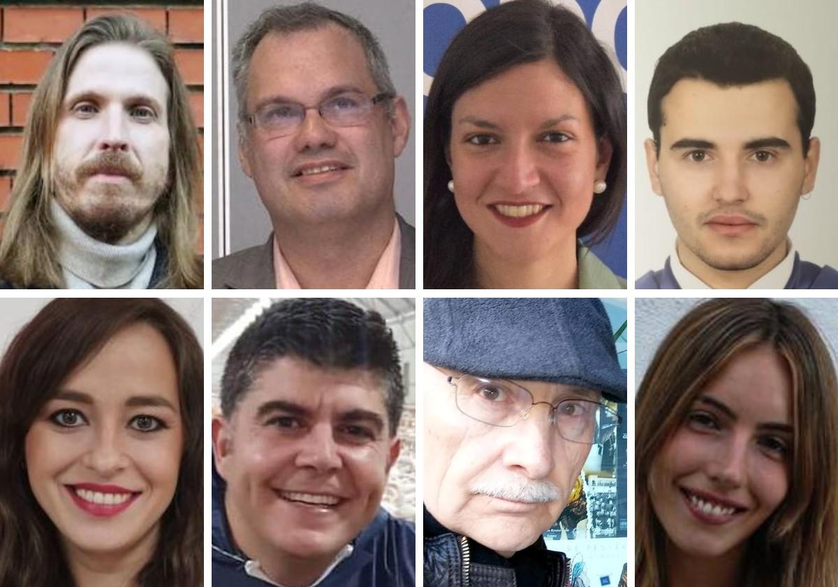 Candidatos leoneses en las principales listas al Parlamento Europeo. De izquierda a derecha y de arriba a abajo: Pablo Fernández, José Carlos Rúa, Lidia Coca, Ramón Gómez; Gemma Villarroel, Alexis Codeal, Francisco Iglesias y Claudia Alba.