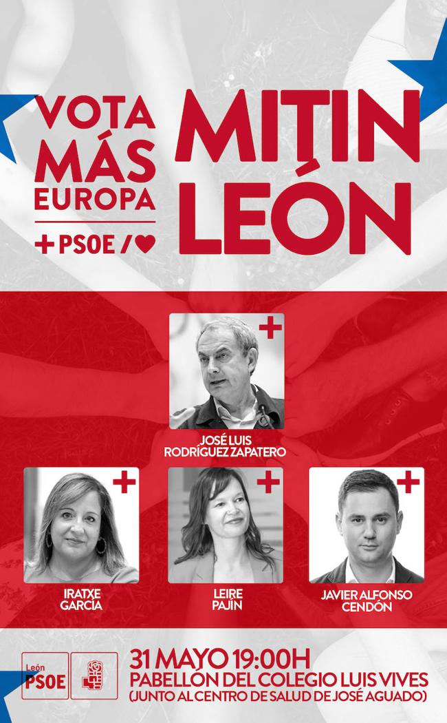 Cartel del mitin que se celebrará en León el viernes 31 de mayo