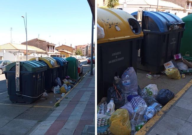 Basura fuera de los contenedores en San Andrés el lunes 3 de junio.