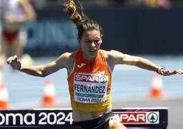 Blanca Fernández, en la disputa de esta serie en los Europeos de Roma.