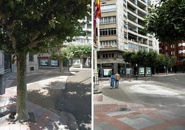 Antes y después de la entrada a la subdelegación del Gobierno en León.