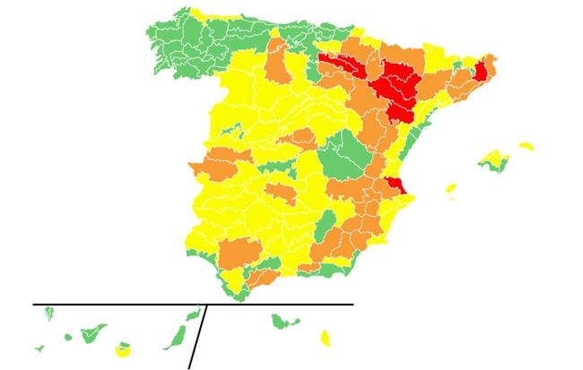 Mapa de las zonas de riesgo para la salud.