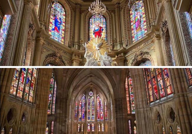 Interior de la Catedral de León (México arriba y España abajo).