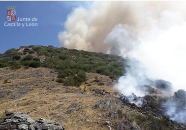 La abrupta orografía complica las labores de extinción del incendio en nivel 1 de Villablino