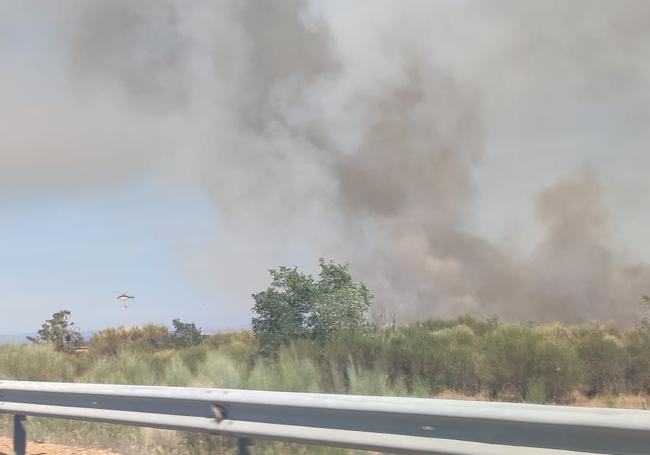 Incendio visto desde la A-66.