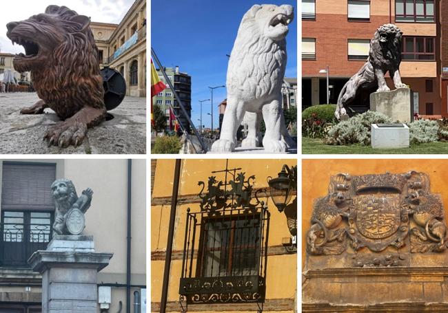 Algunos de los leones que decoran la ciudad.