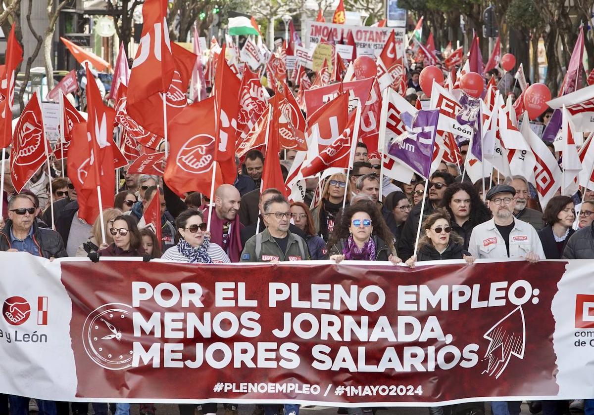 Manifestación en León con motivo del 1º de Mayo.