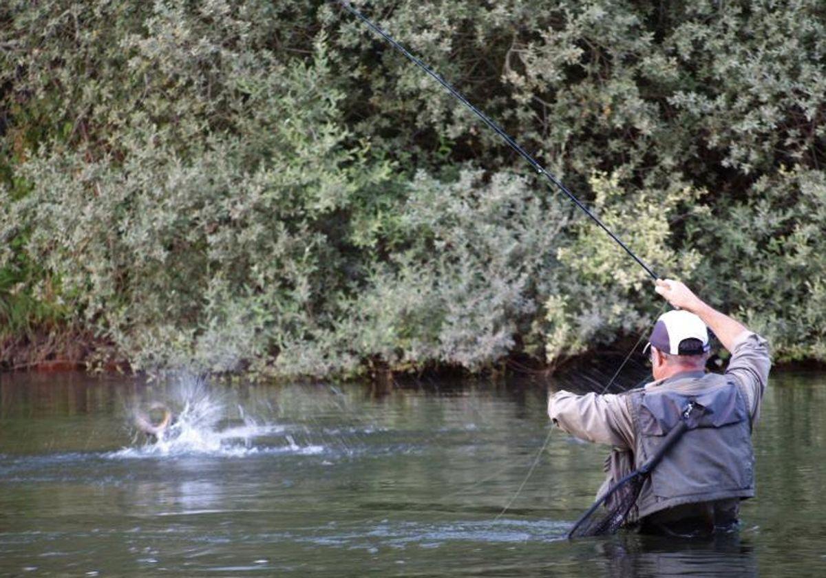 Imagen de archivo de pesca de trucha en León.