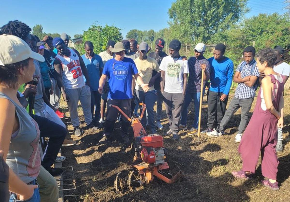 Imagen del último curso impartido por Naturgeis este verano sobre agricultura ecología, en los huertos sociales de la Candamia.