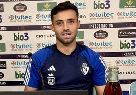 Kevin Sibille, en la sala de prensa de El Toralín.