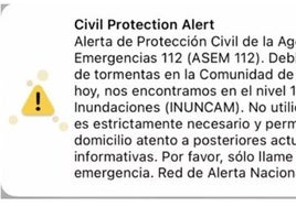 Ejemplo de alerta de Emergencias.