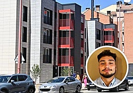 Unos edificios de fondo en una foto de archivo y Rodrigo Belinchón, uno de los muchos jóvenes leoneses que no se pueden permitir independizarse.