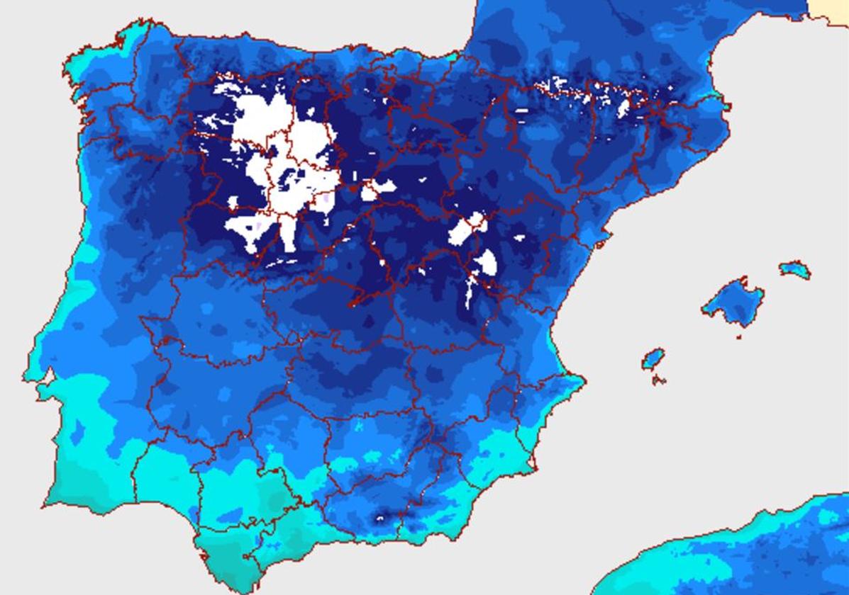 Mapa del descenso de temperaturas.