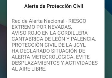 Activado el sistema ES-Alert en centenares de móviles leoneses por el temporal