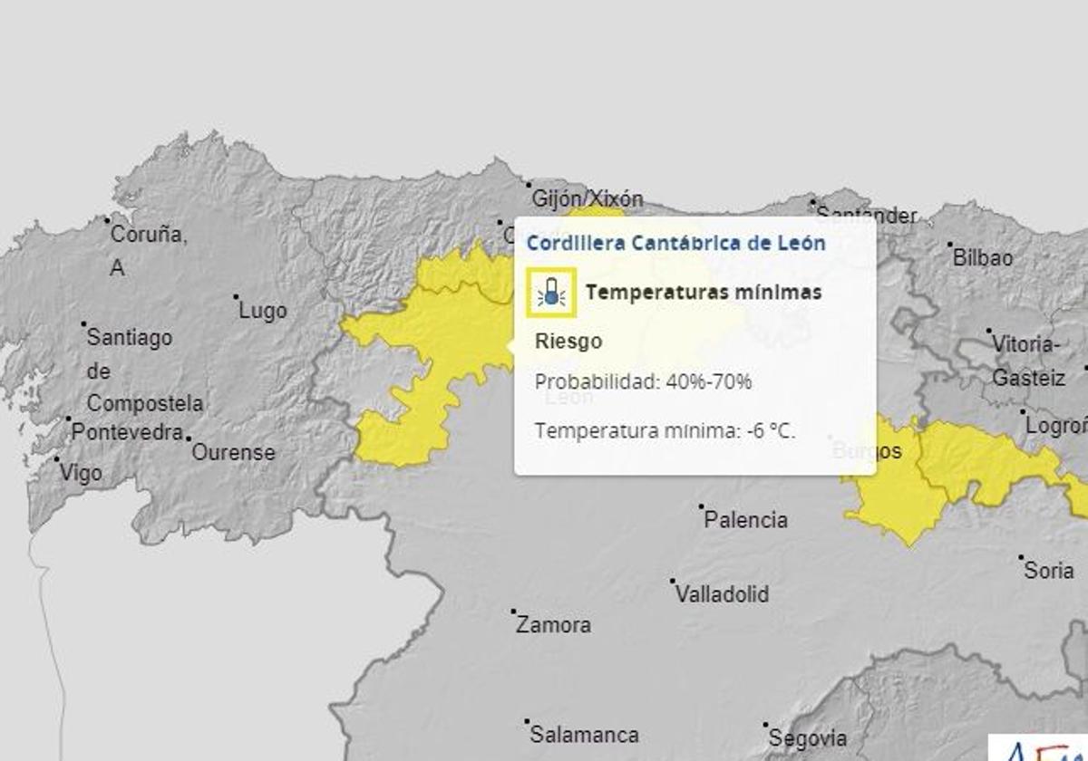 La Aemet activa el aviso amarillo por frío en el norte de León