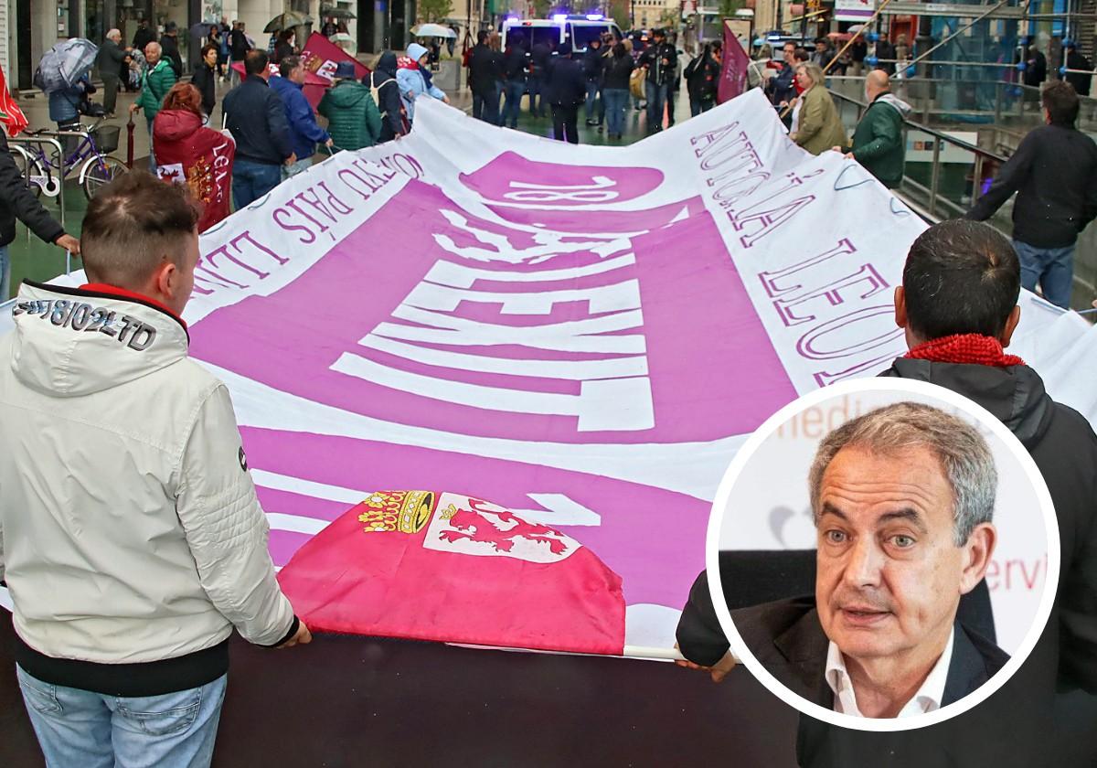 Manifestación leonesista. En la imagen anexa, el expresidente del Gobierno, José Luis Rodríguez Zapatero.