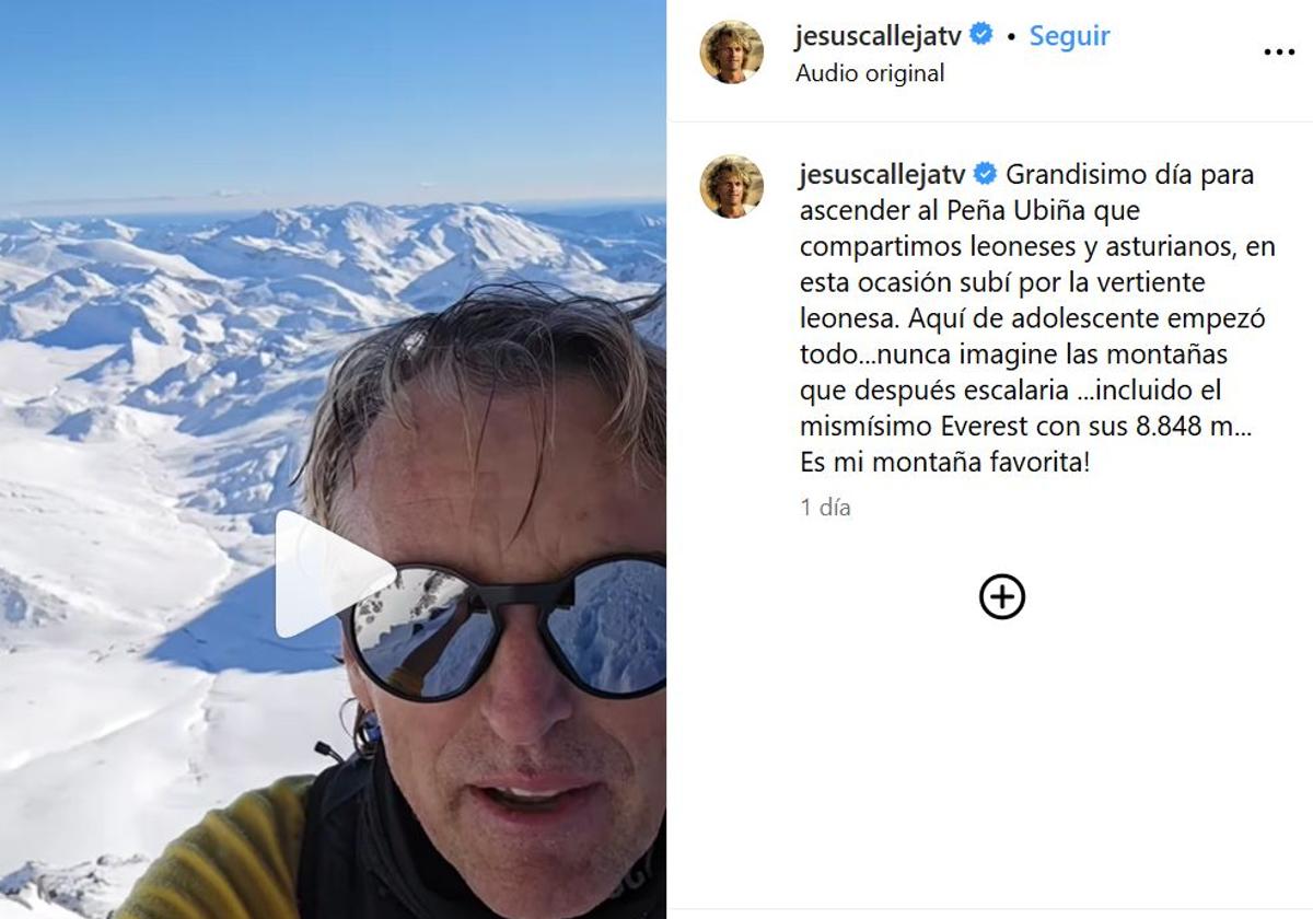 Publicación de Jesús Calleja en sus redes sociales.