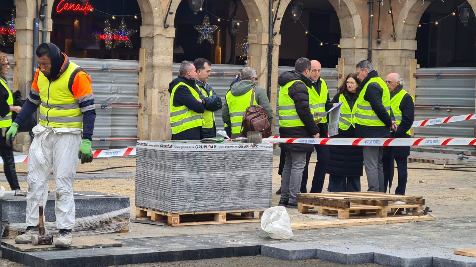 Obras en la Plaza Mayor de León