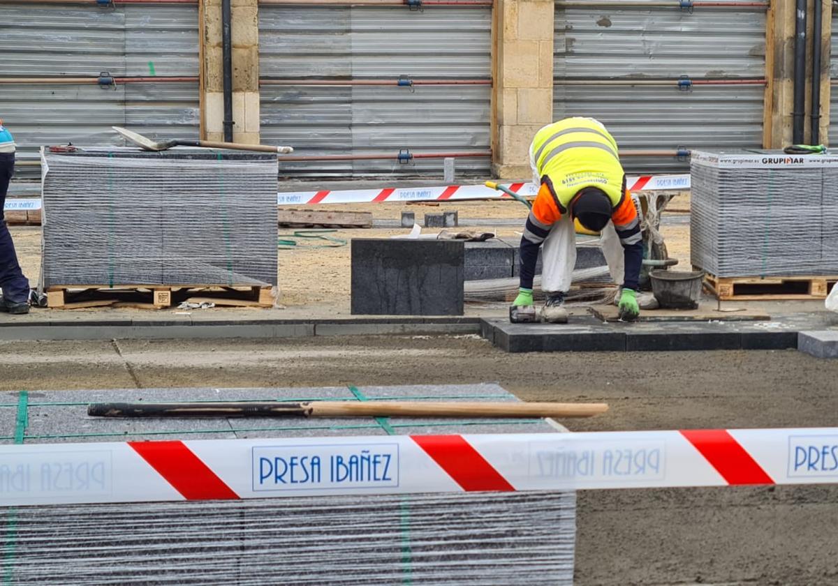 Obras en la Plaza Mayor de León