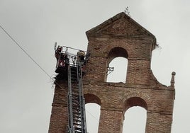 Bomberos retiran el nido de cigüeña