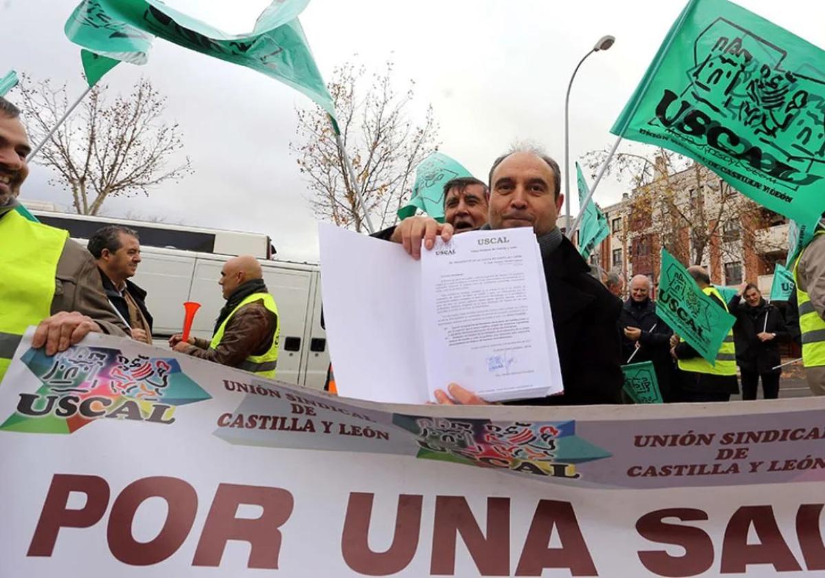 Una protesta del sindicato de Uscal.