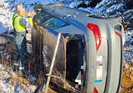 Siniestro vial por vuelco ocurrido en la Autopista AP-66