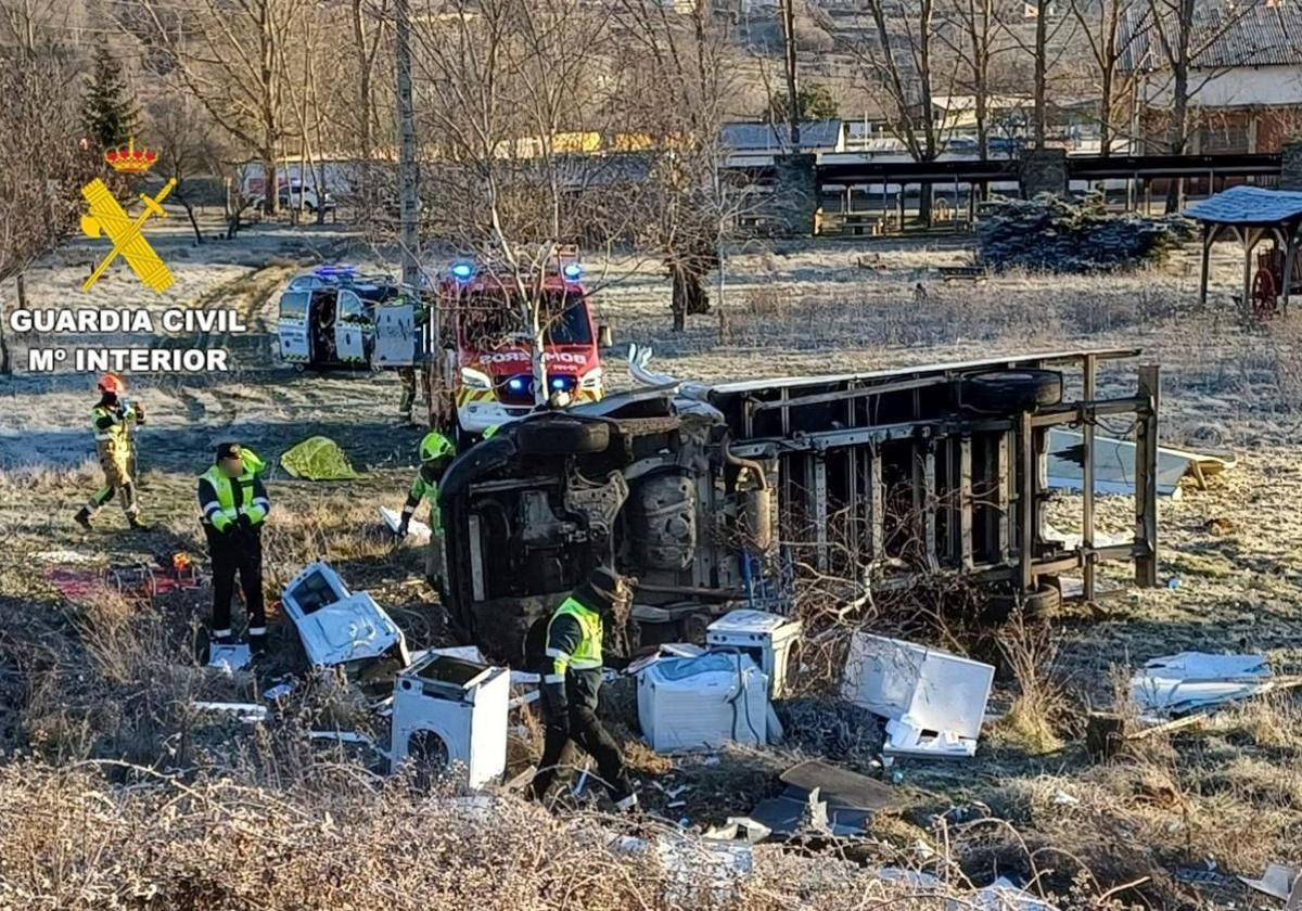 Imagen del único accidente mortal de la provincia de León en enero, en Toreno.