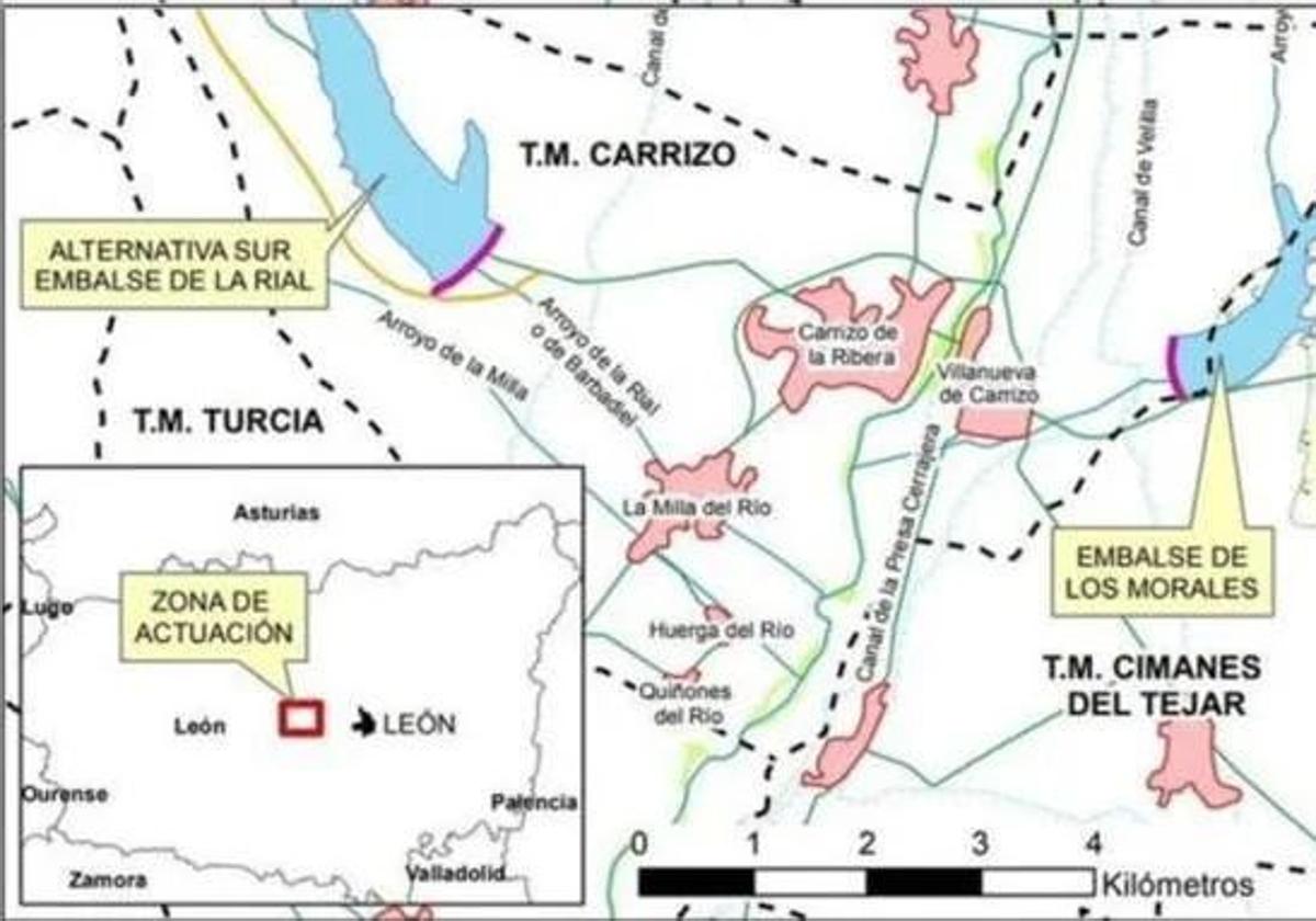 Imagen del proyecto y la zona donde se iban a ejecutar las balsas.