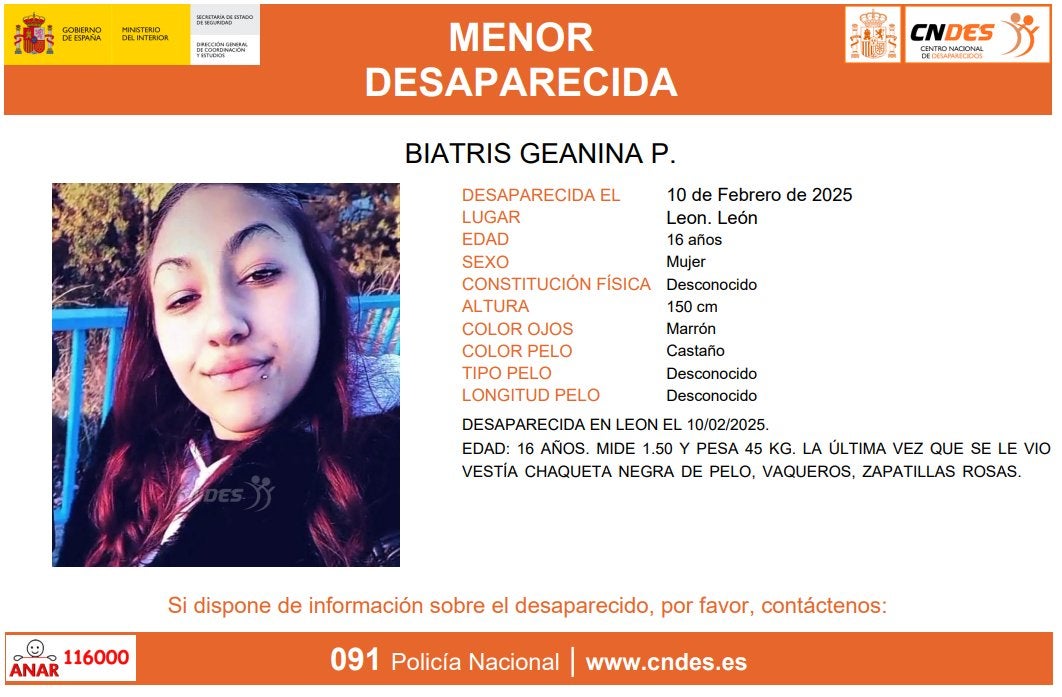 Buscan a una menor desaparecida en León