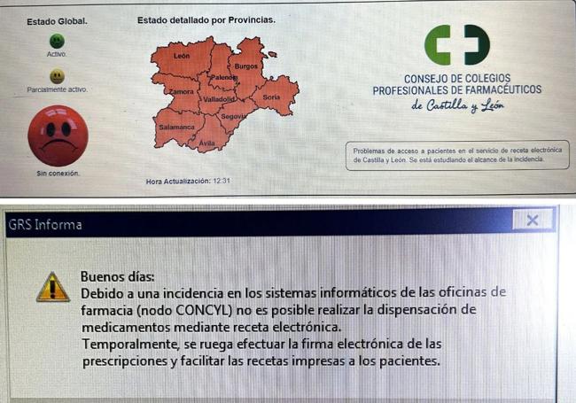 Mensajes difundidos en el sistema del Consejo de Colegios Profeisonales de Farmacéuticos de Castilla y León.