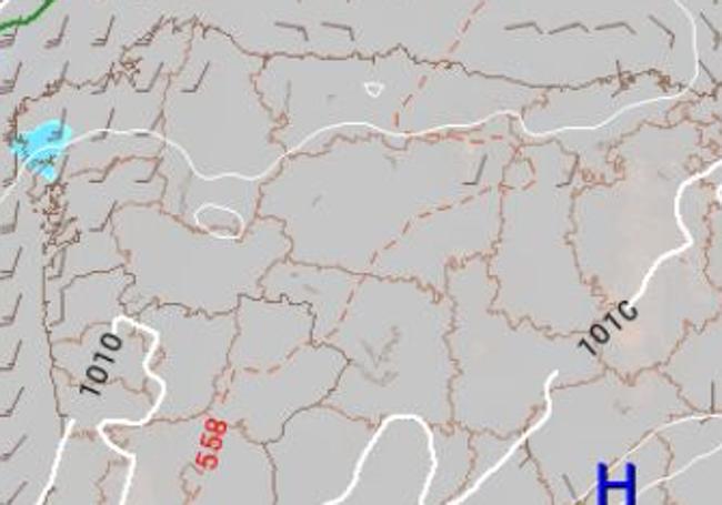 Precipitación prevista acumulada para las últimas seis horas del Viernes Santo.