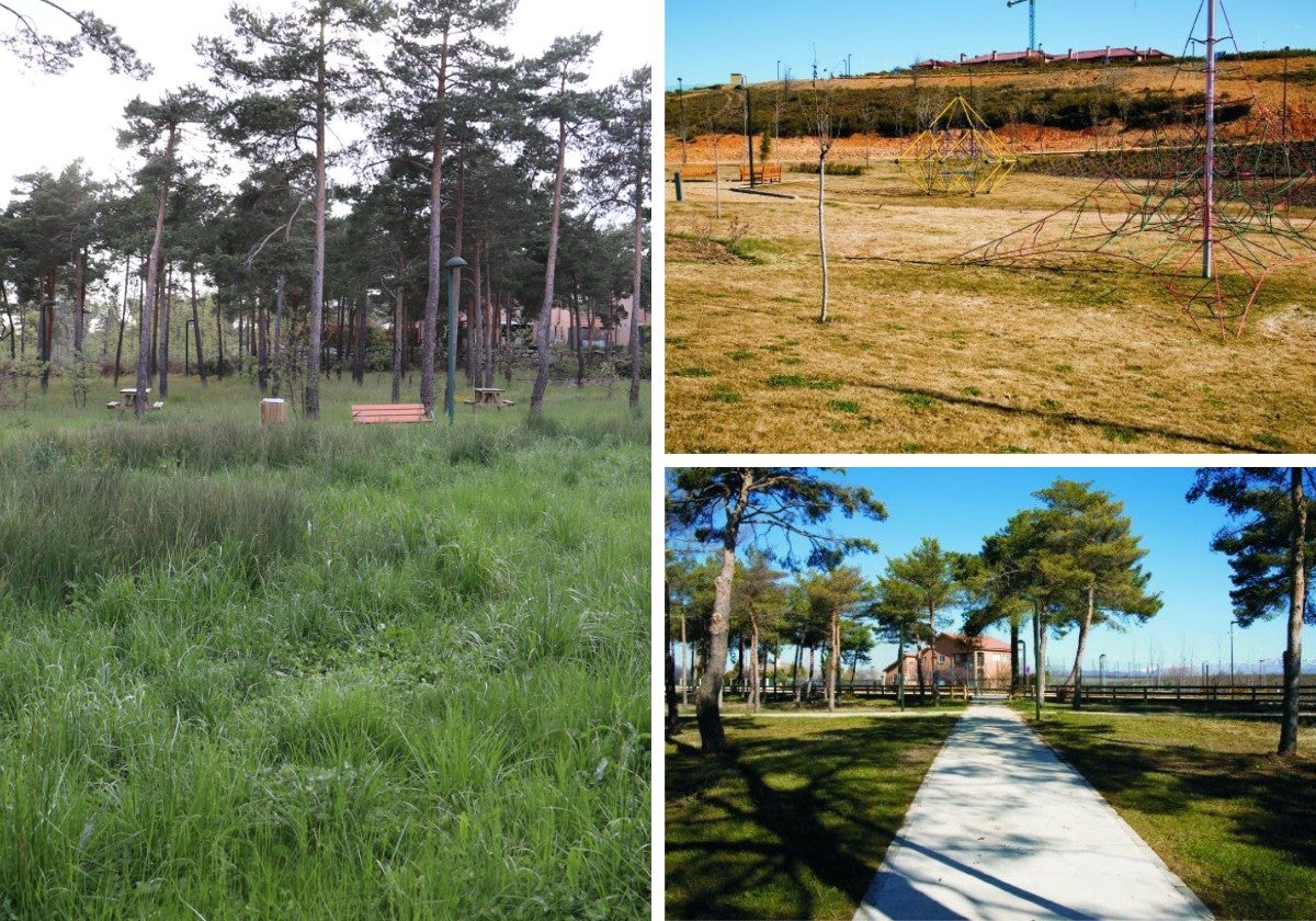 Estado actual de un parque (a la izquierda) y en sus primeros años (a la derecha).
