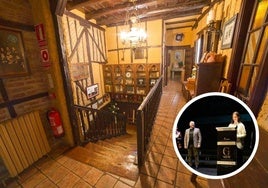 El interior del local y, en pequeño, recibiendo el premio.