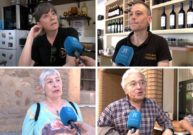 De arriba a a bajo e izquierda a derecha: Cristina García (bar San Lorenzo), Javier Fernández (caf-bar Mississppi), Conchi Fernández (jubilada) y Pedro Morán (residente en Suero de Quiñones).