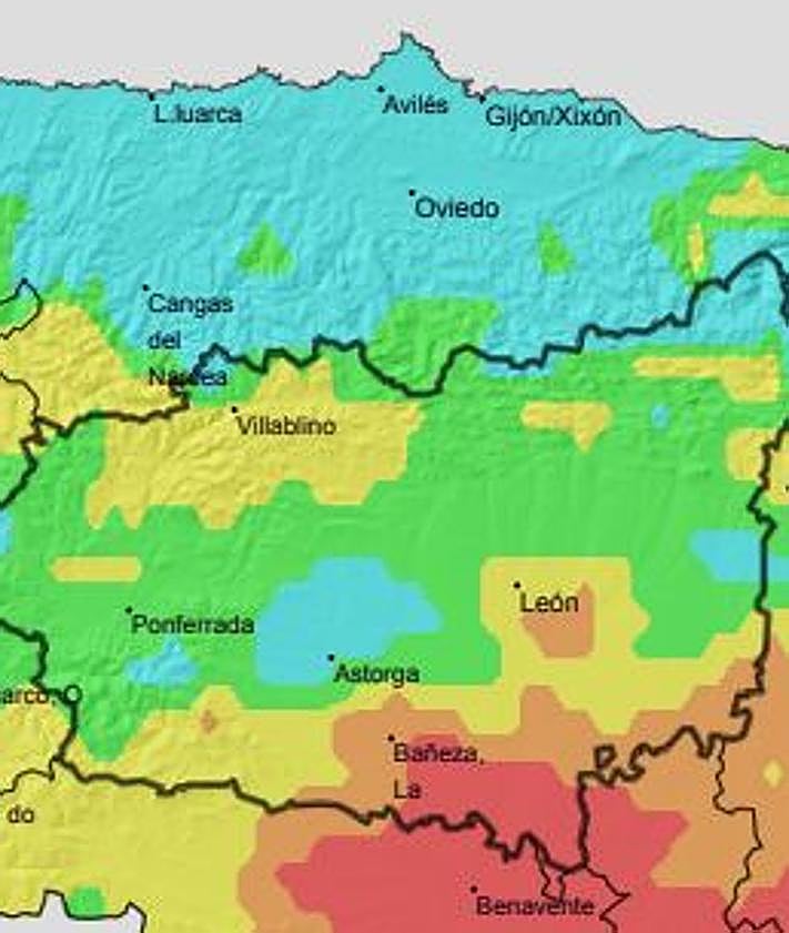 Imagen secundaria 2 - Mapa de riesgo de incendios, en rojo extremo y naranja alto, para viernes, sábado y domingo.