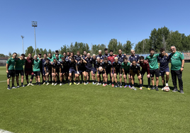 La plantilla de la Cultural, en su último entrenamiento en el Área de Puente Castro