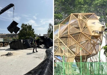 Arranca el montaje del león gigante de más de seis metros de altura en la capital
