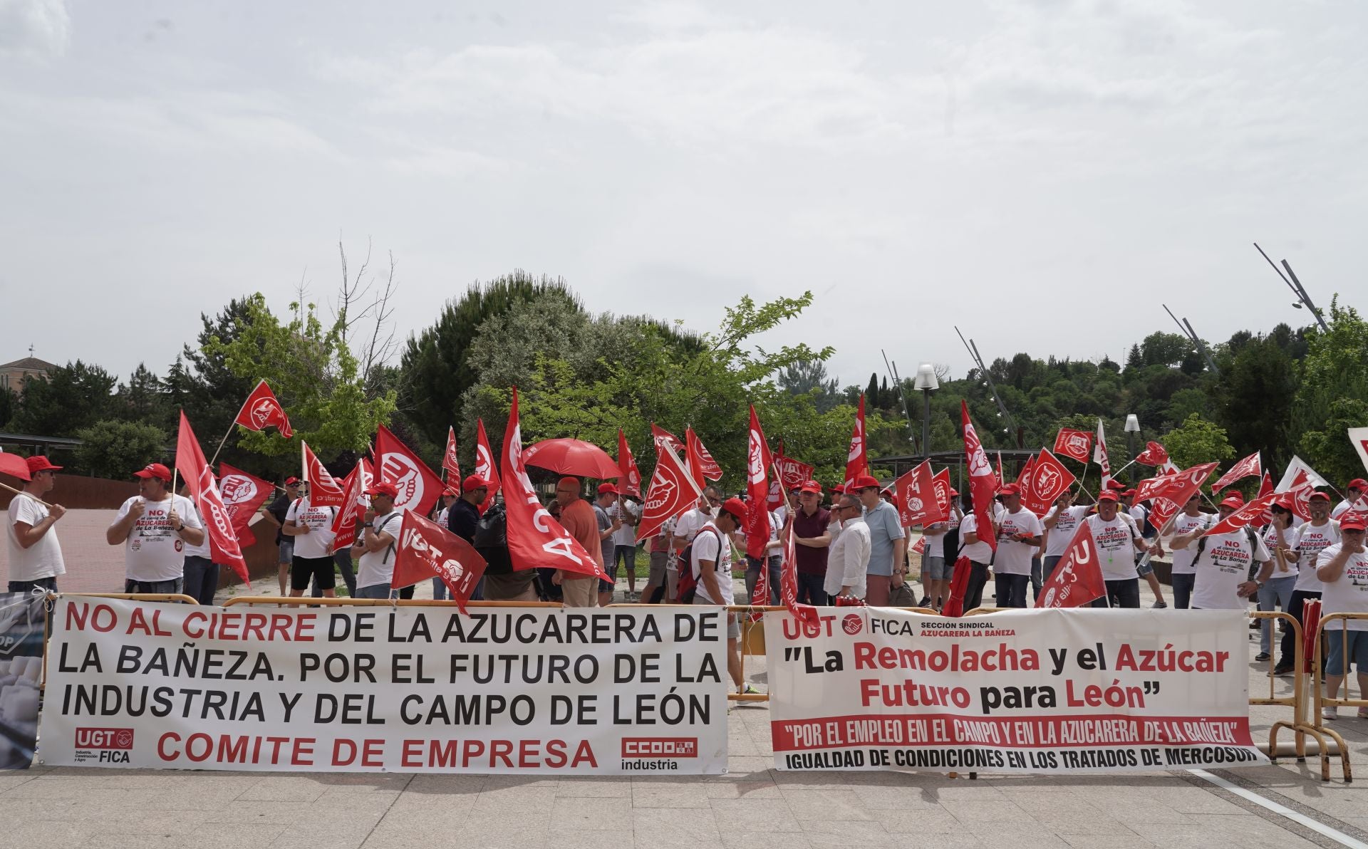 Los trabajadores de Azucarera se concentran ante las Cortes
