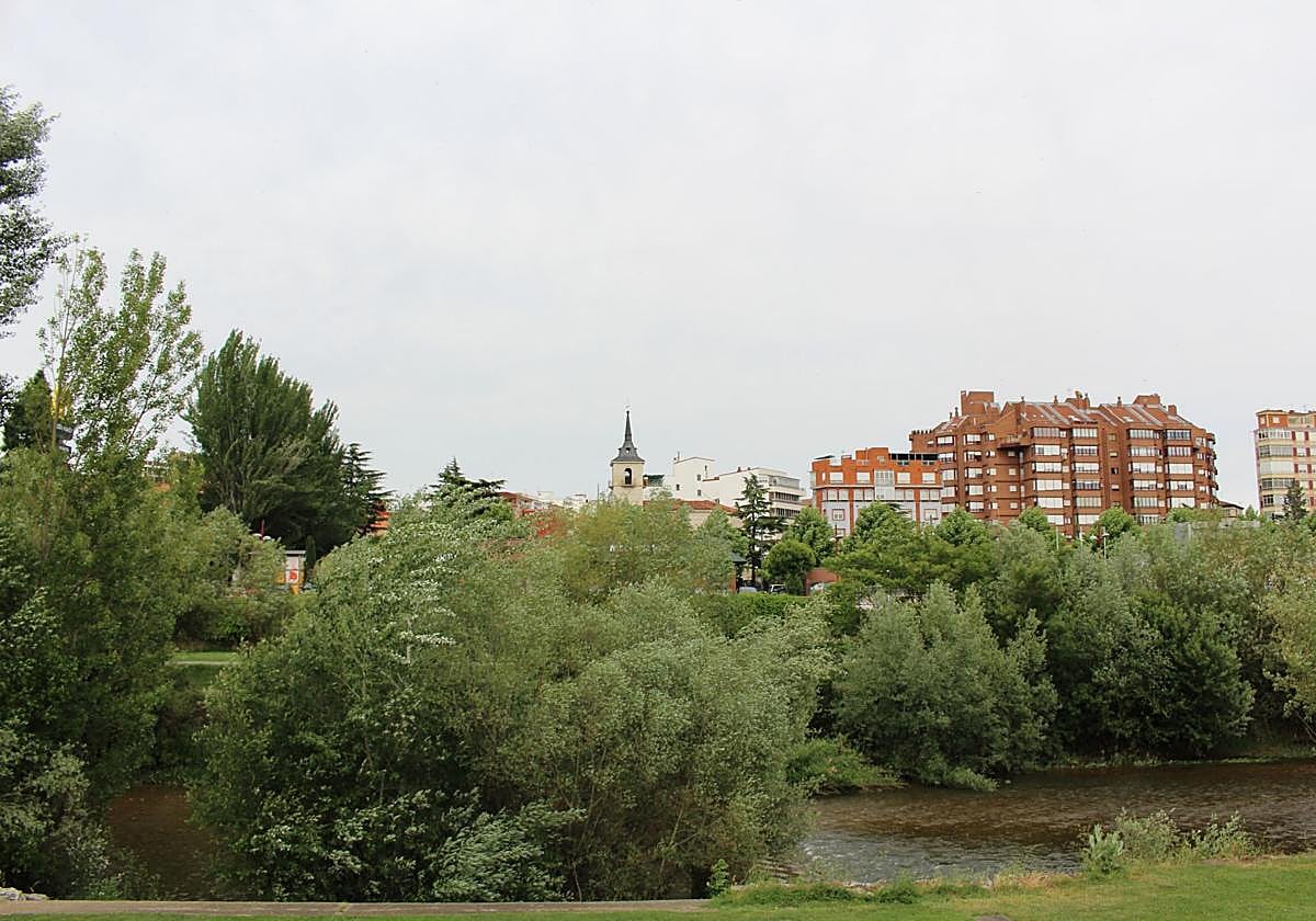 Vista del río Bernesga y León desde la avenida del Ingeniero Sáenz de Miera.