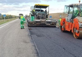 Trabajos en la A-6 de León.