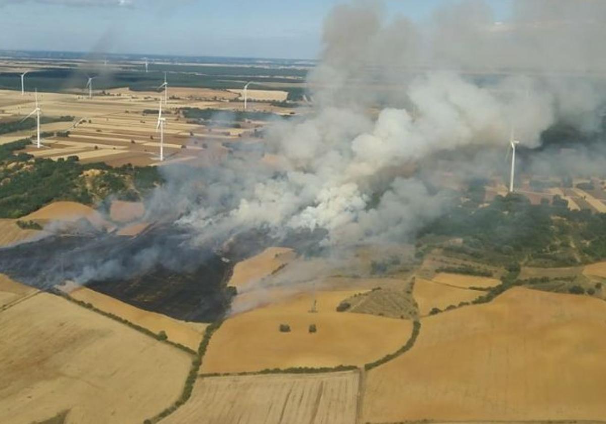 Incendio forestal en San Pedro de Valderaduey.