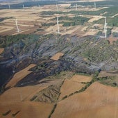 Vista aérea de la zona afectada por el incendio.