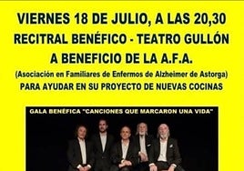 Cartel del recital benéfico que tendrá lugar en el Teatro Gullón